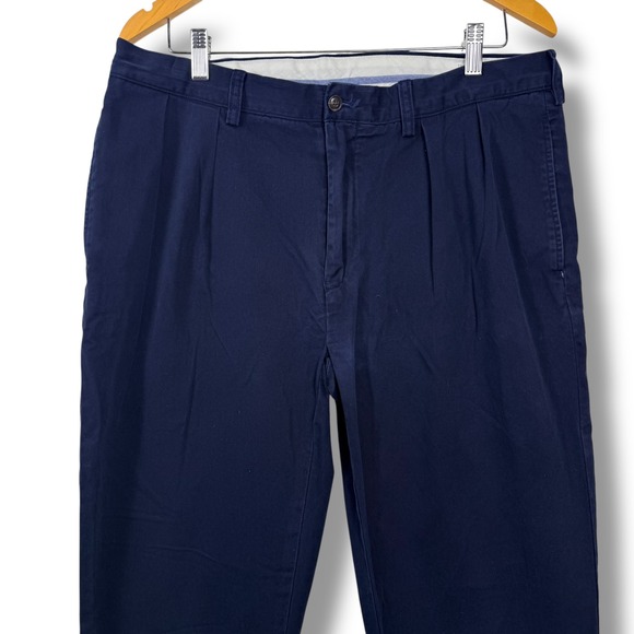 Vintage Polo Ralph Lauren Chino Pants Mens 36x34 Navy Blue Pleated Classic Fit